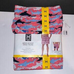 Member's Mark Men's Resort Swim Trunk in Pink Shark Print